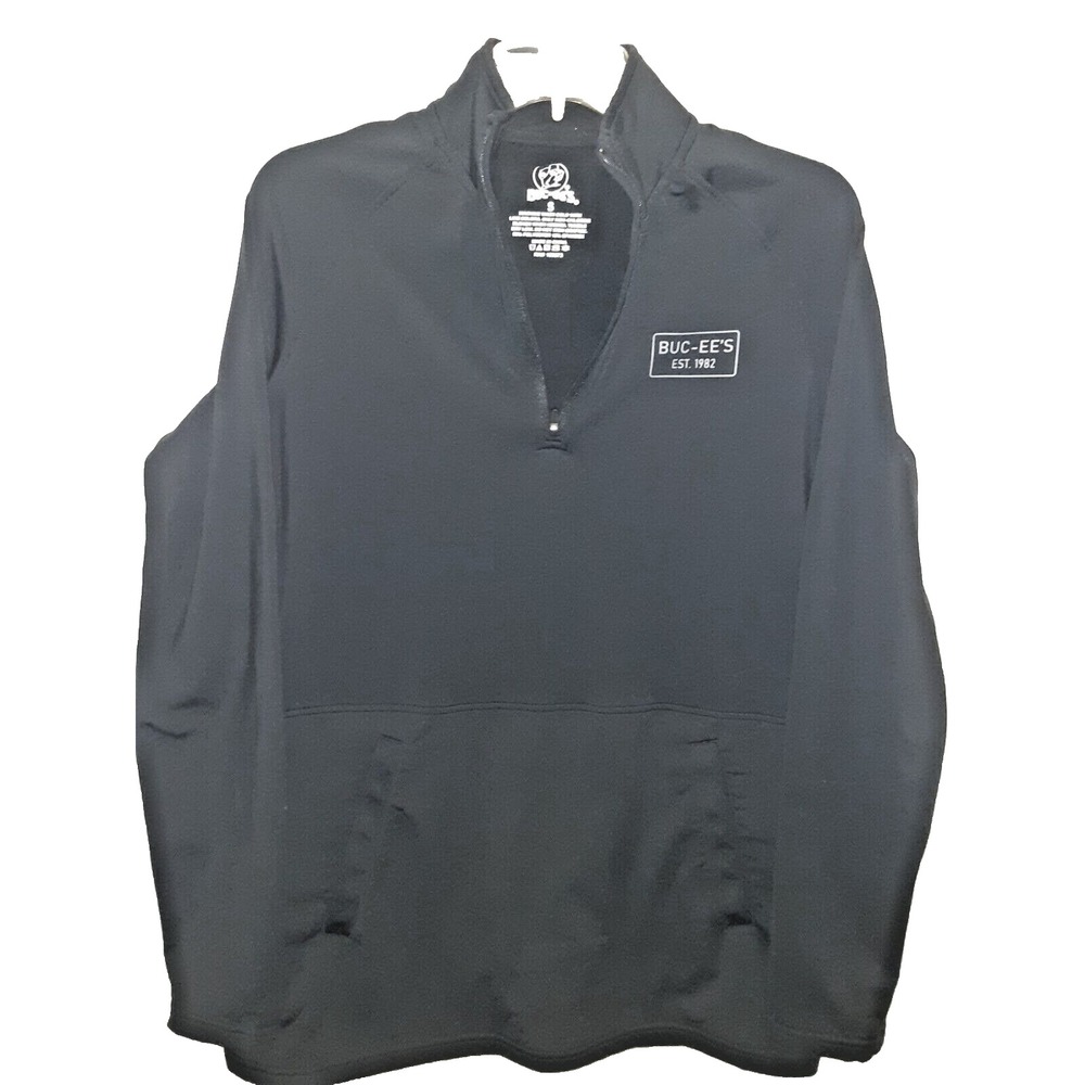 ✅ Buc-ees Men's Small  1/4 Zip Performance Pullover Shirt Jacket Bucees Black S